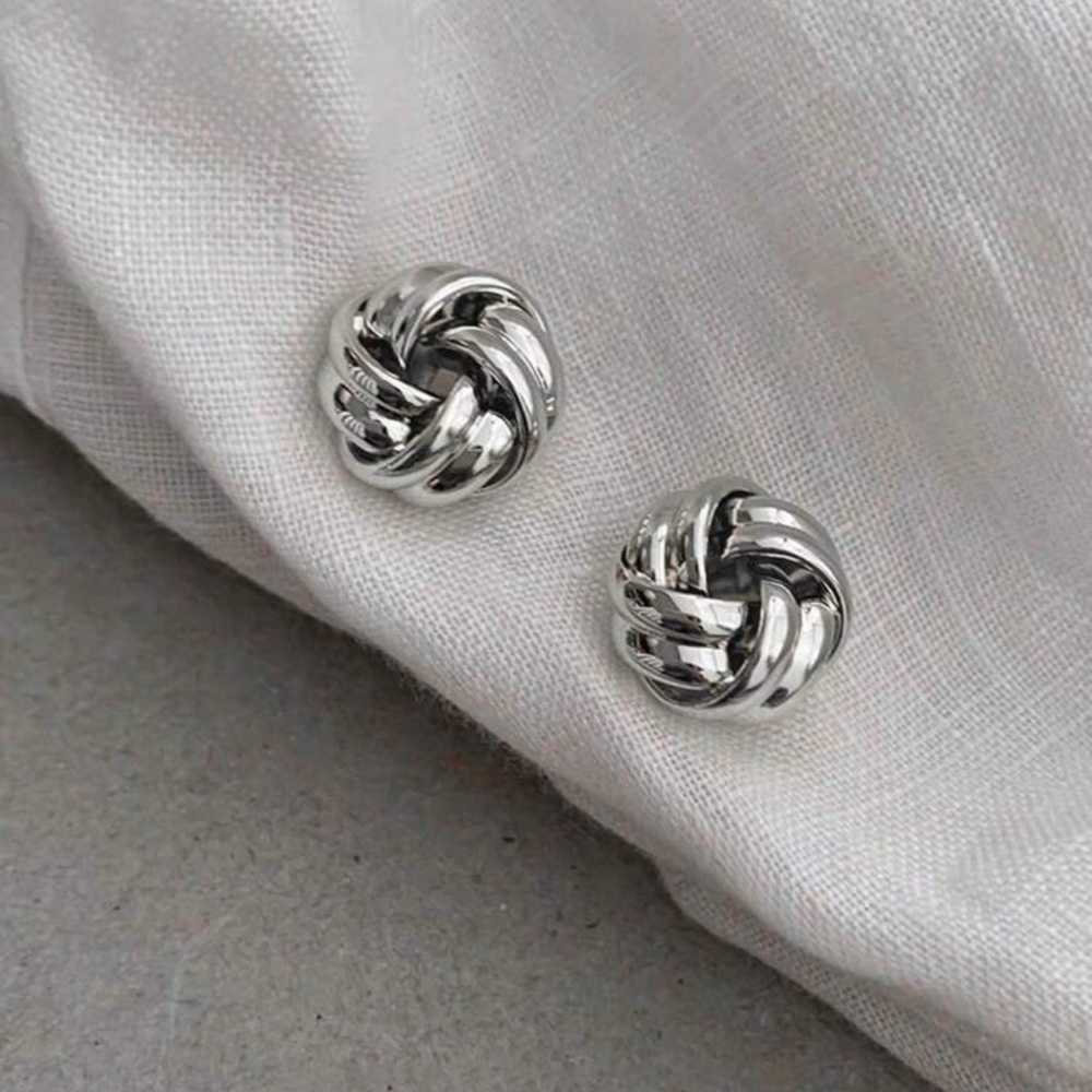 Silver Knot Stud Earrings Classic Twisted Design | Everyday Minimalist Jewelry